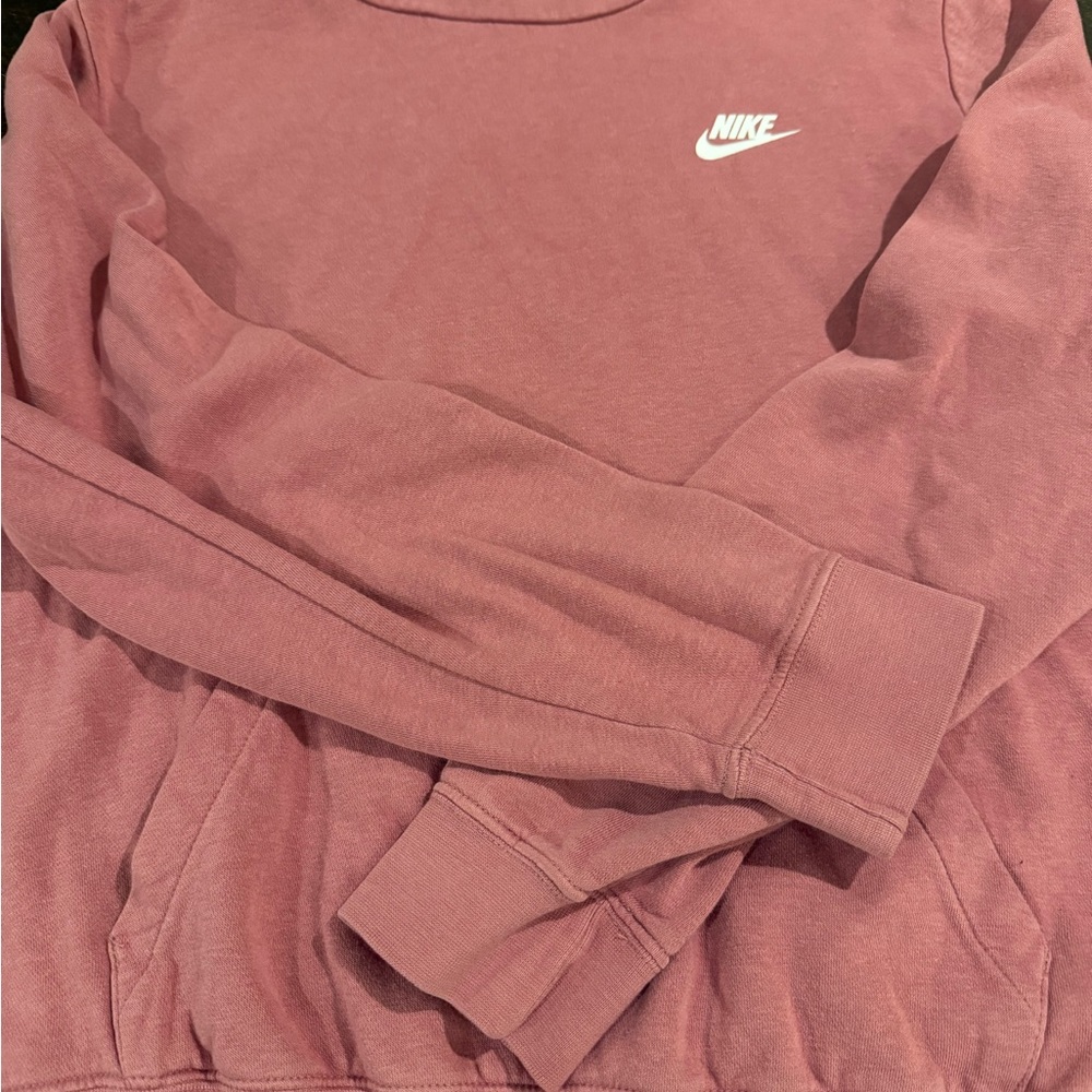 Nike Funnel Neck Fleece Hoodie Dusty Pink Kangaroo Pocket Size M - Picture 9 of 9